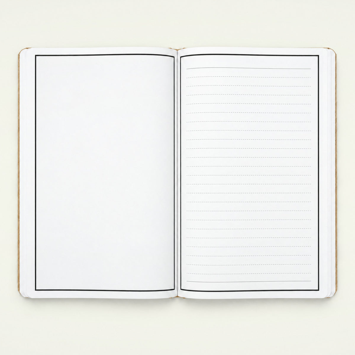 Infinote Nature Series Natural Cork AI Smart Notebook – Chestnut Band, open, ruled pages