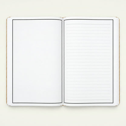 Infinote Nature Series Natural Cork AI Smart Notebook – Chestnut Band, open, ruled pages