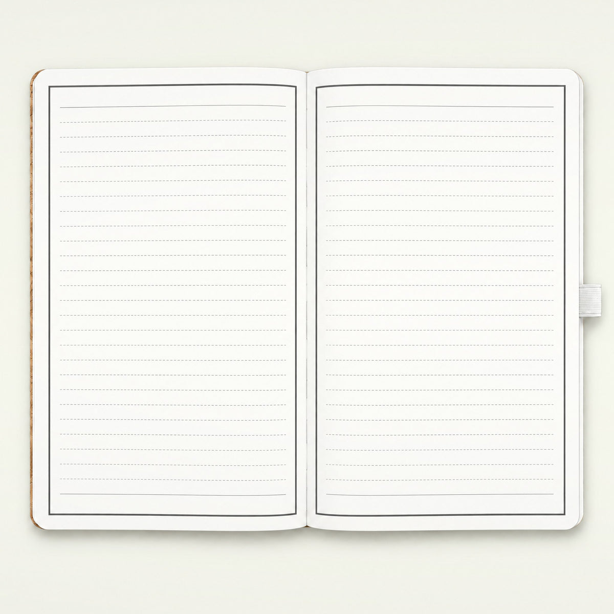 Infinote Nature Series Natural Cork AI Smart Notebook – Ivory Band, open, ruled pages