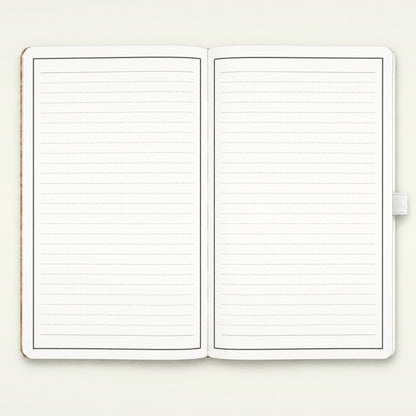 Infinote Nature Series Natural Cork AI Smart Notebook – Ivory Band, open, ruled pages