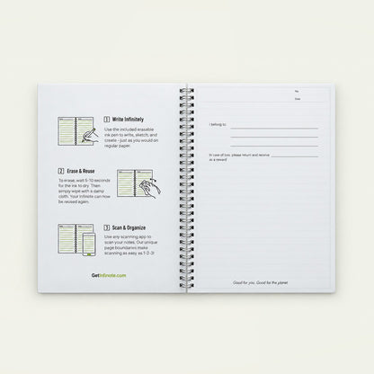 Infinote Original Series A4 Reusable EverWrite Notebook – White, instructions page