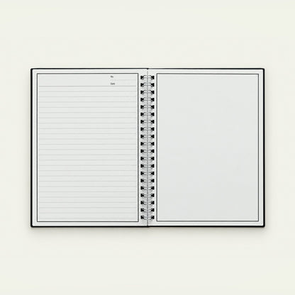 Infinote Original Series A5 Reusable EverWrite Notebook – Black, open, ruled and blank pages