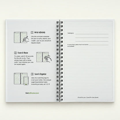 Infinote Original Series A5 Reusable EverWrite Notebook – White, instructions page