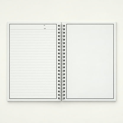 Infinote Original Series A5 Reusable EverWrite Notebook – White, open, ruled and blank pages