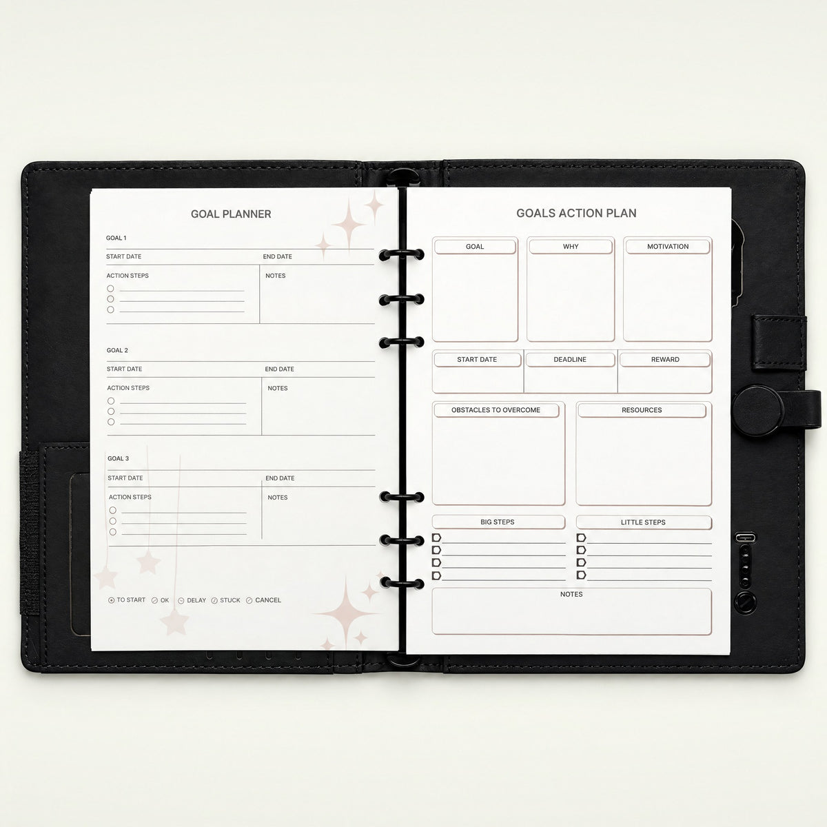 Infinote Pulse AI Power Planner – Black, planner pages