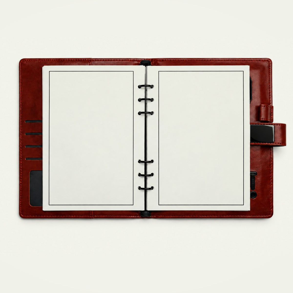 Infinote Pulse AI Power Planner – Brown, open, blank pages