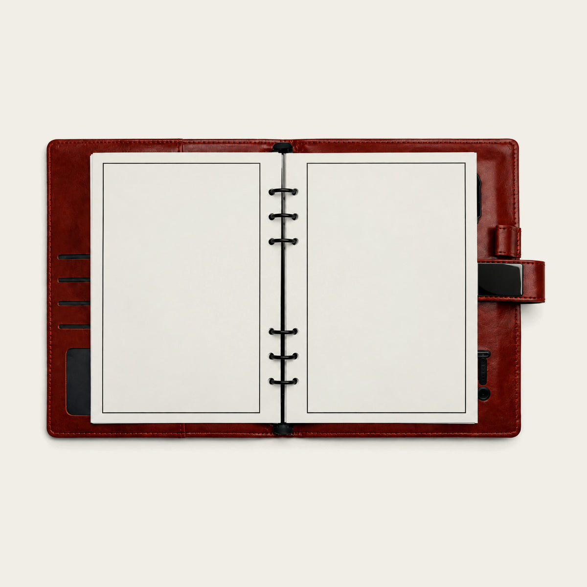 Infinote Pulse AI Power Planner – Brown, open blank pages