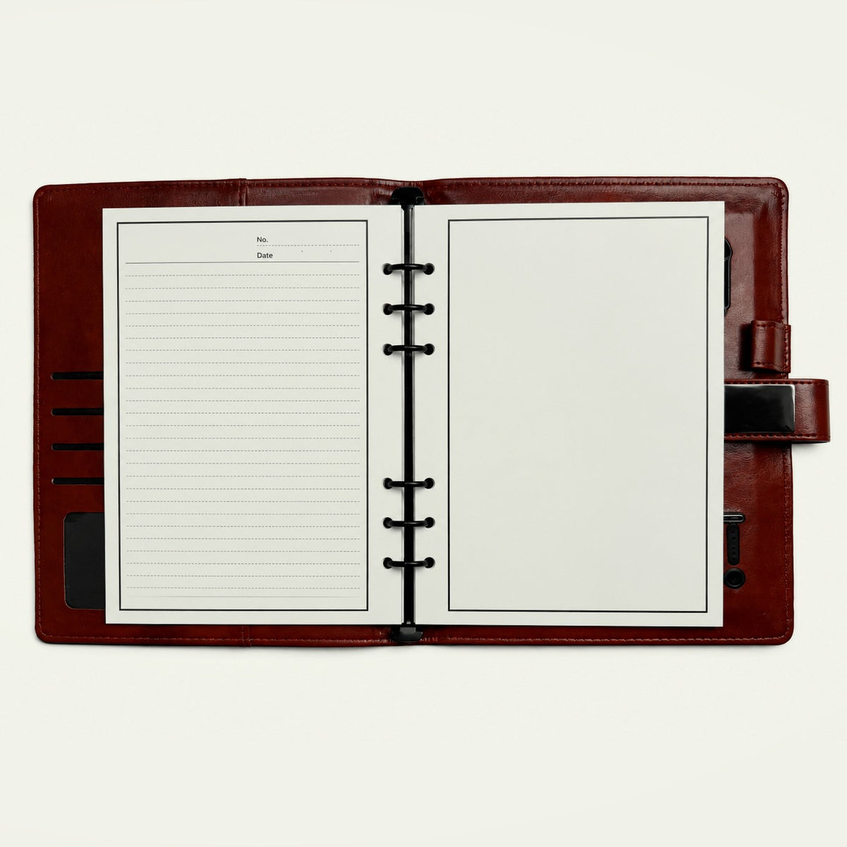 Infinote Pulse AI Power Planner – Brown, open, ruled and blank pages