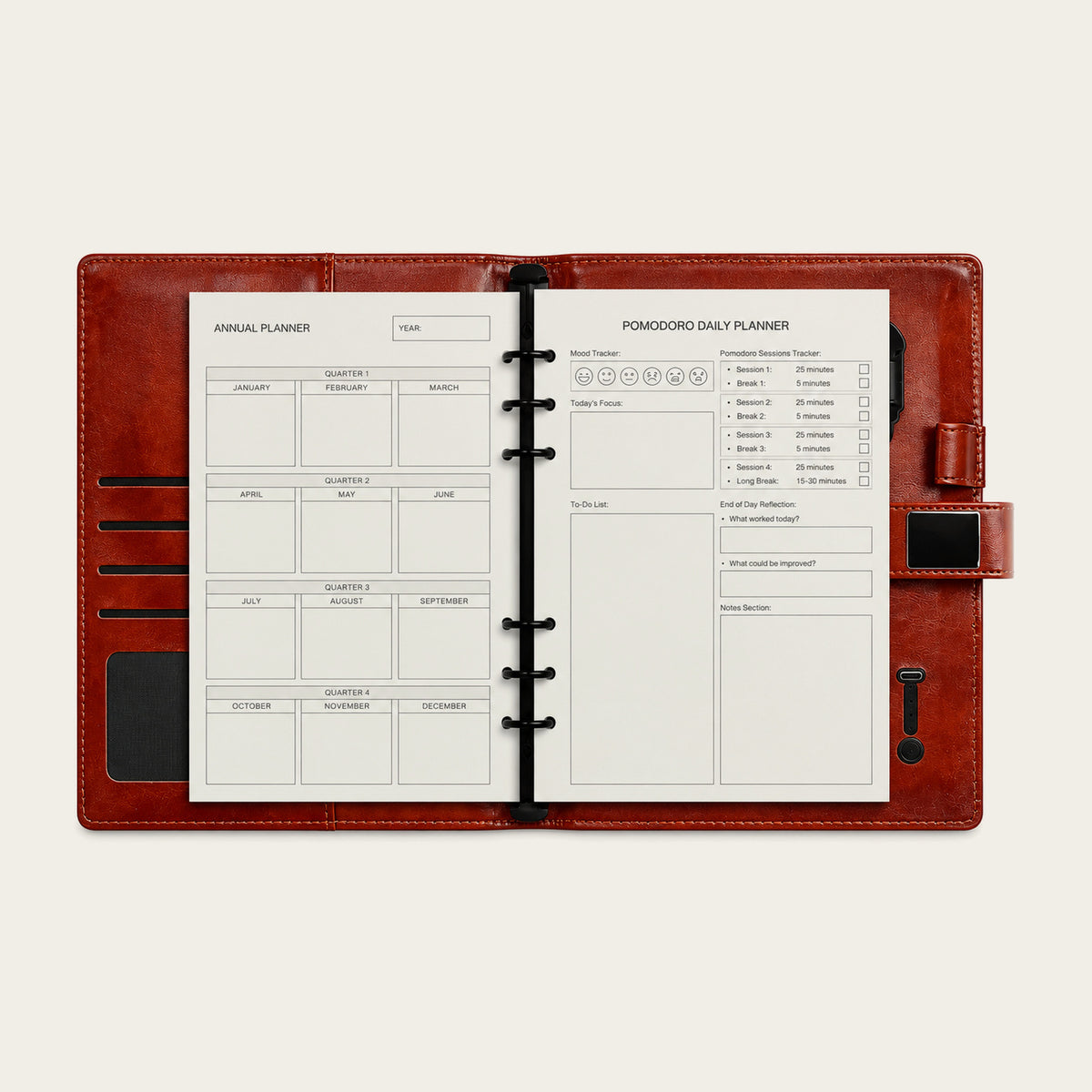 Infinote Pulse AI Power Planner – Brown, planner pages 1
