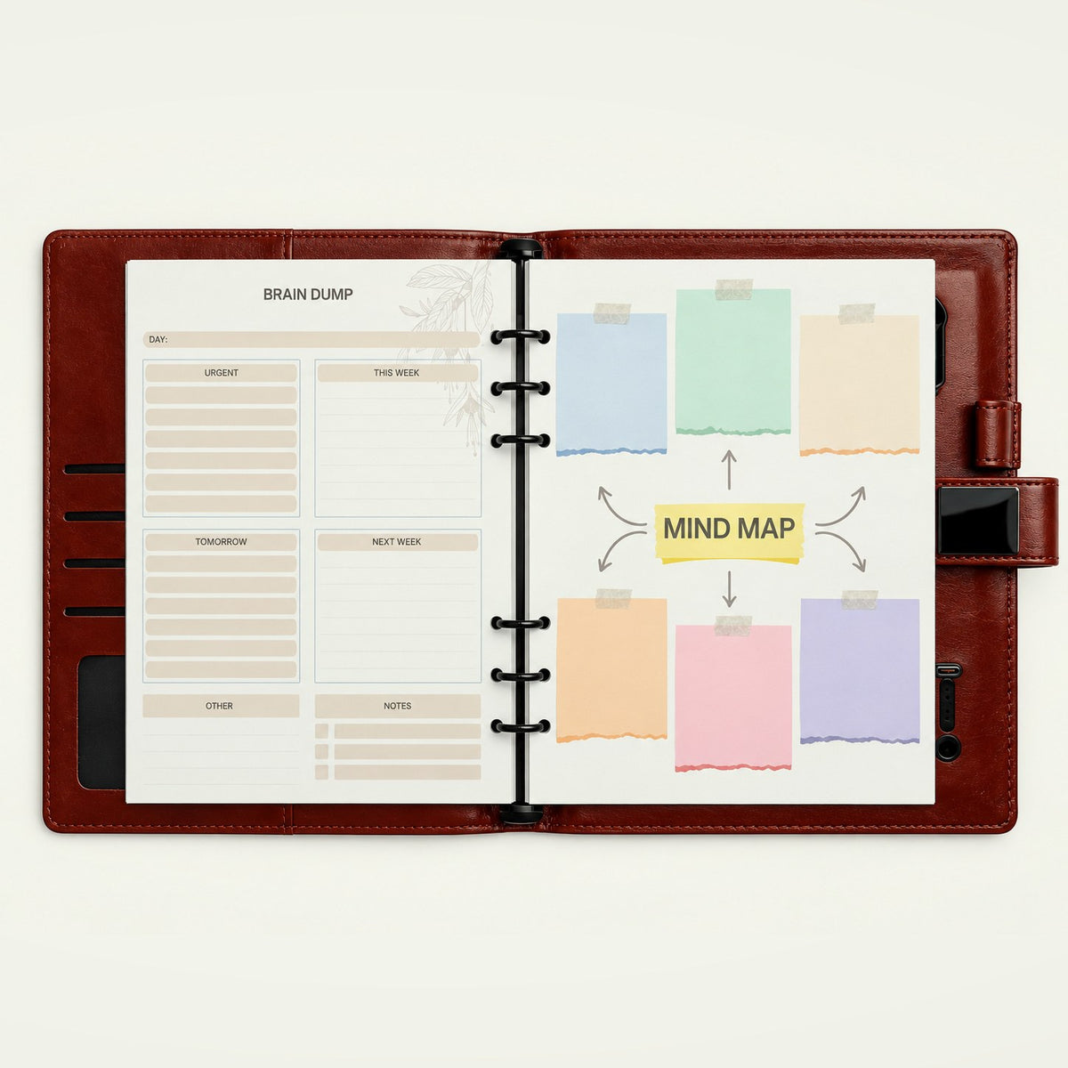 Infinote Pulse AI Power Planner – Brown, planner pages