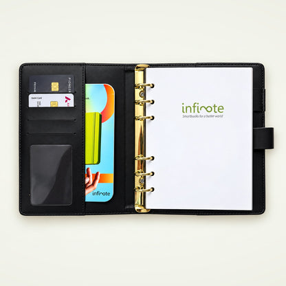 Infinote Secure Series AI Smart Notebook – Secure, branding page with cards