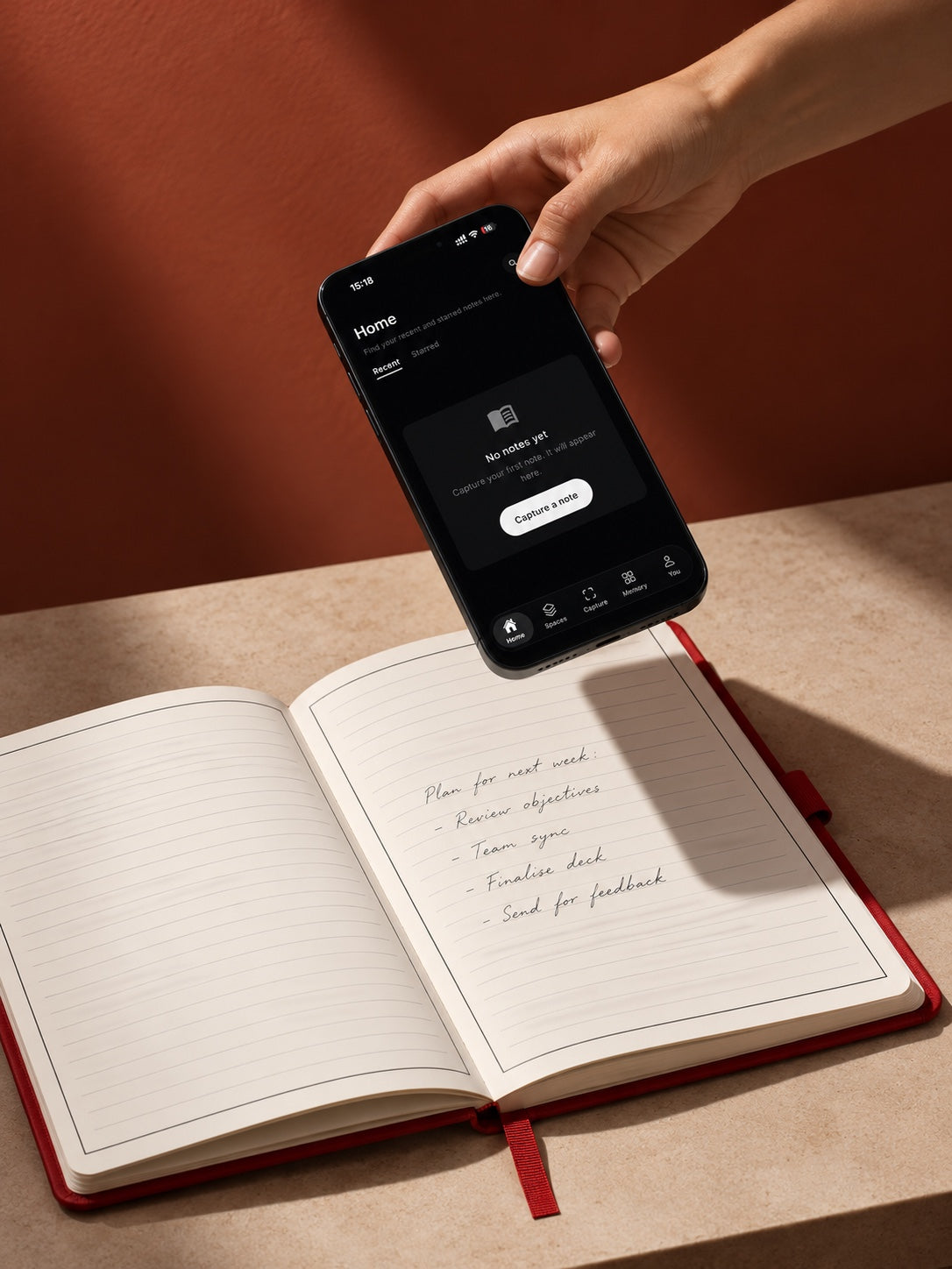 Page capture in the Infinote app