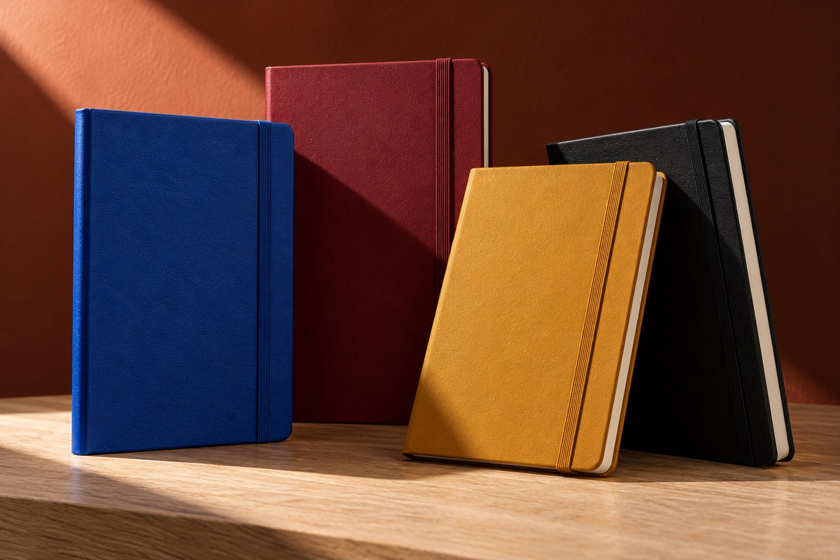 Infinote notebooks in a hard shaft of light