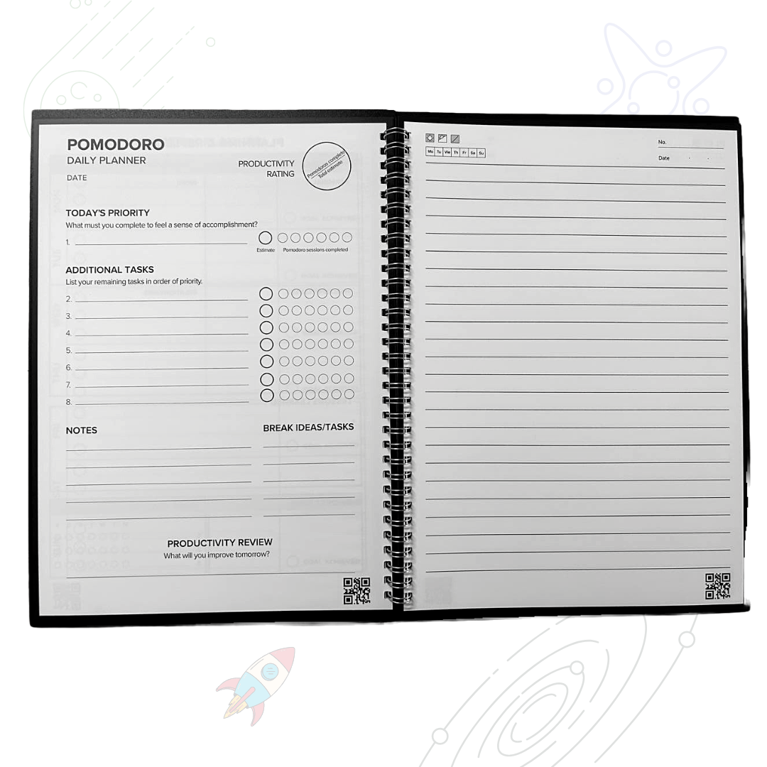 Fusion Reusable Planner Ruled and Unruled Smart Notebook (A4,50 Page / 50 Side / 25 sheets)